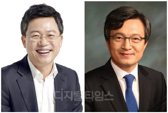 박정하(왼쪽) 국민의힘 수석대변인과 김의겸 더불어민주당 대변인. <디지털타임스 DB>